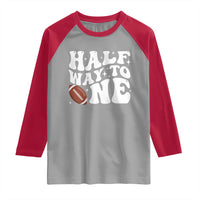 Half Way To One Raglan Shirt 1/2 Birthday Baby Boy Football - Wonder Print Shop