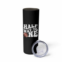 Half Way To One Skinny Tumbler 1/2 Birthday Baby Boy Football - Wonder Print Shop
