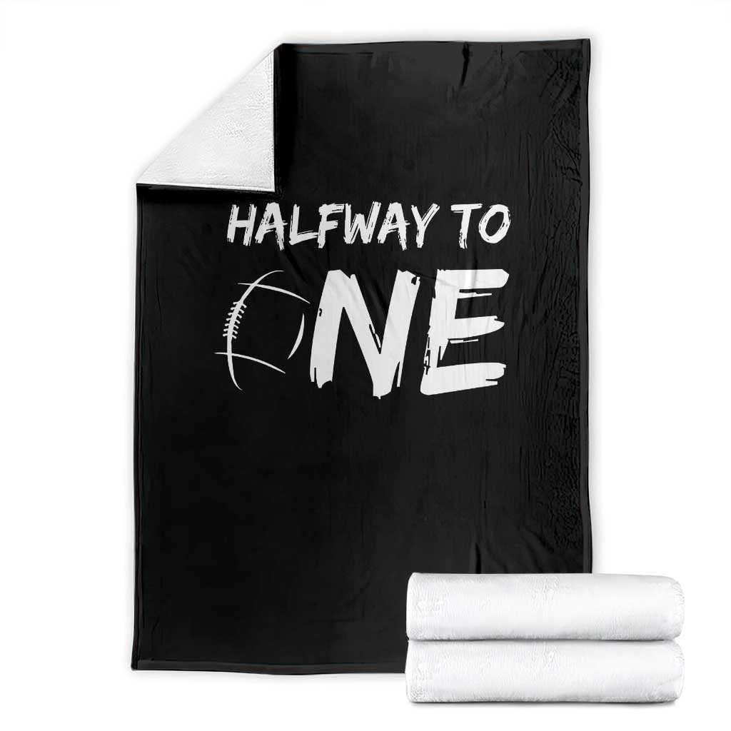 HalfWay To One Throw Blanket Baby Boy 1/2 Birthday Outfits Football - Wonder Print Shop