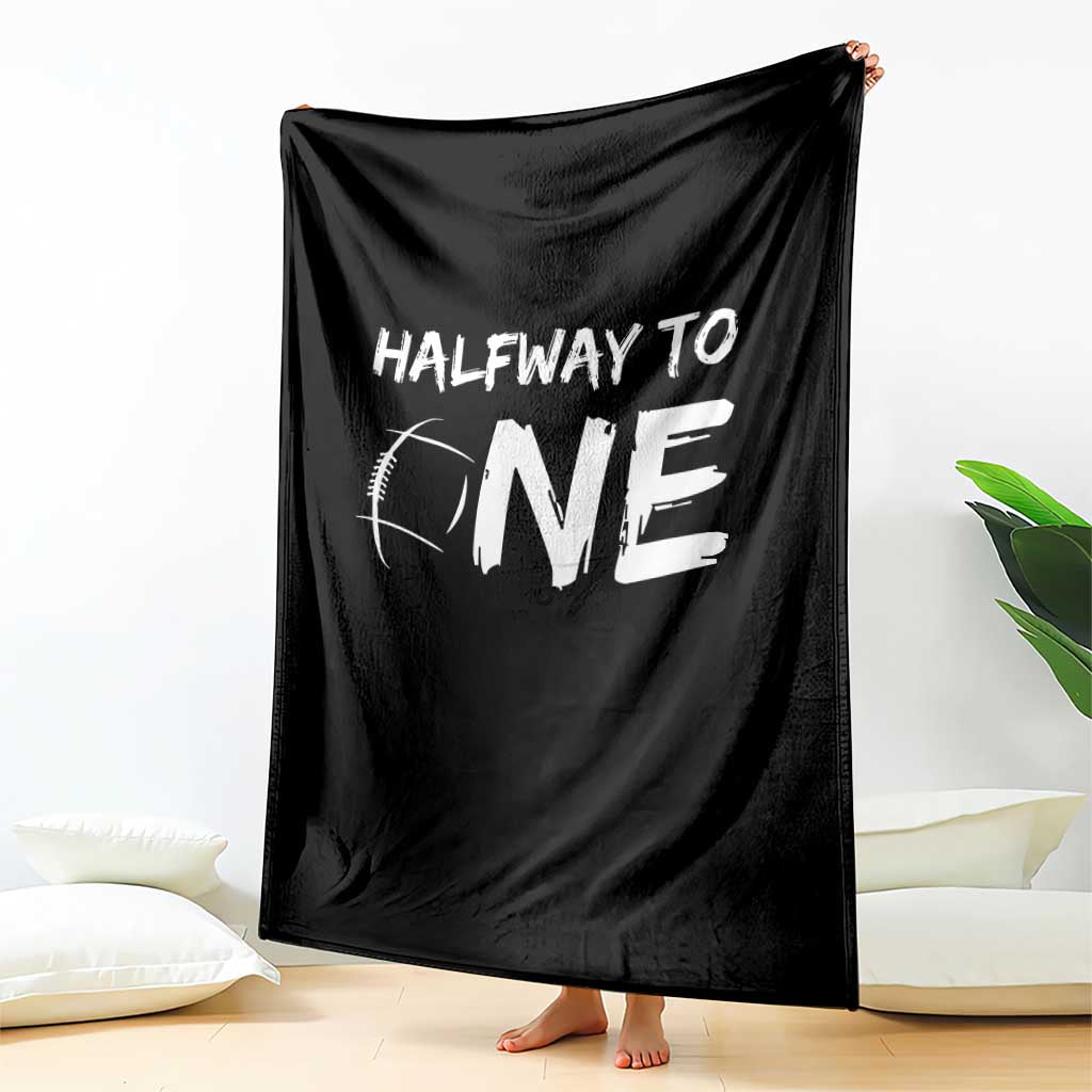 HalfWay To One Throw Blanket Baby Boy 1/2 Birthday Outfits Football - Wonder Print Shop