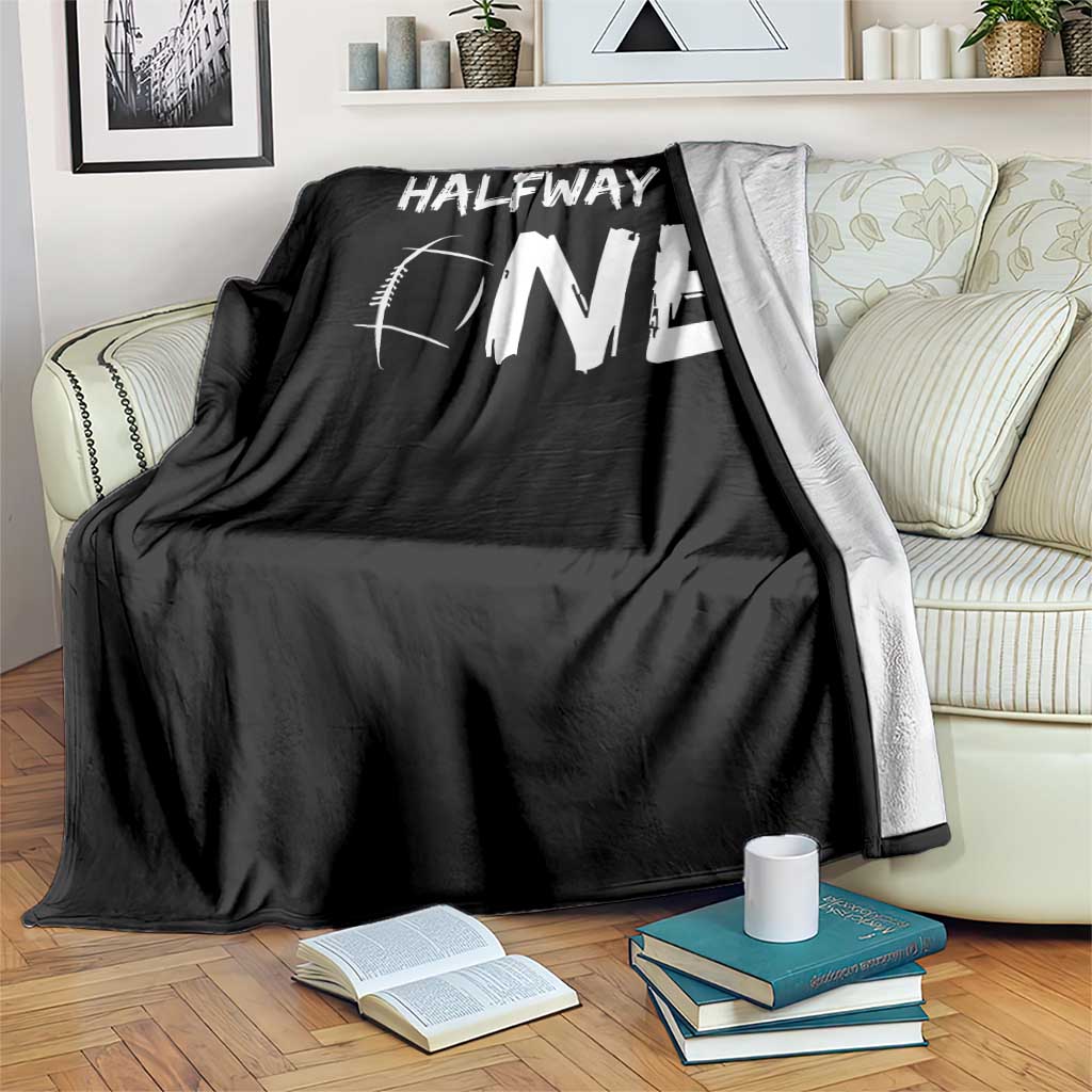 HalfWay To One Throw Blanket Baby Boy 1/2 Birthday Outfits Football - Wonder Print Shop