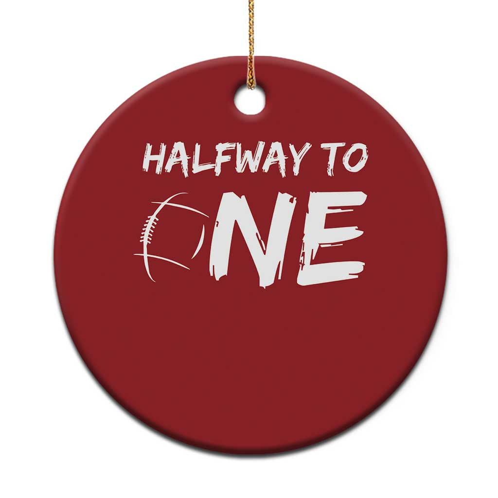 HalfWay To One Christmas Ornament Baby Boy 1/2 Birthday Outfits Football - Wonder Print Shop