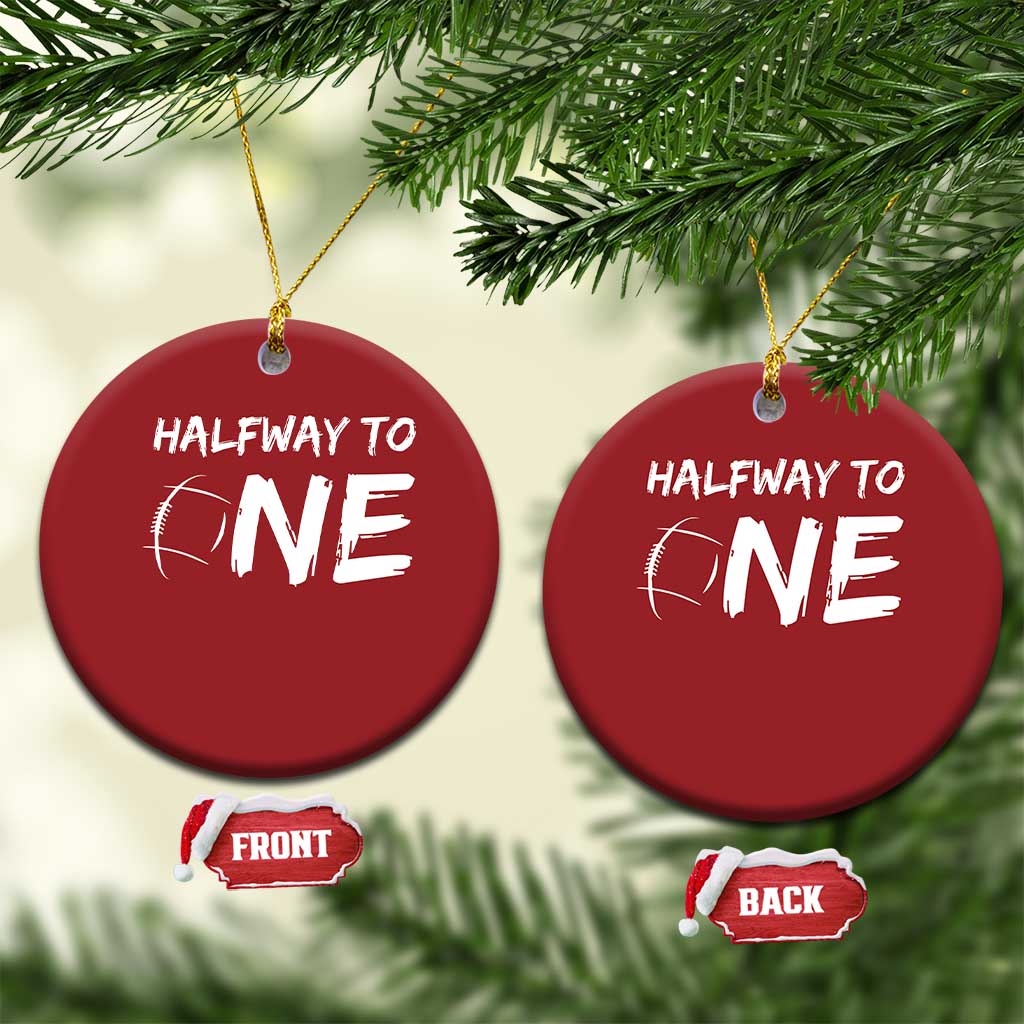 HalfWay To One Christmas Ornament Baby Boy 1/2 Birthday Outfits Football - Wonder Print Shop