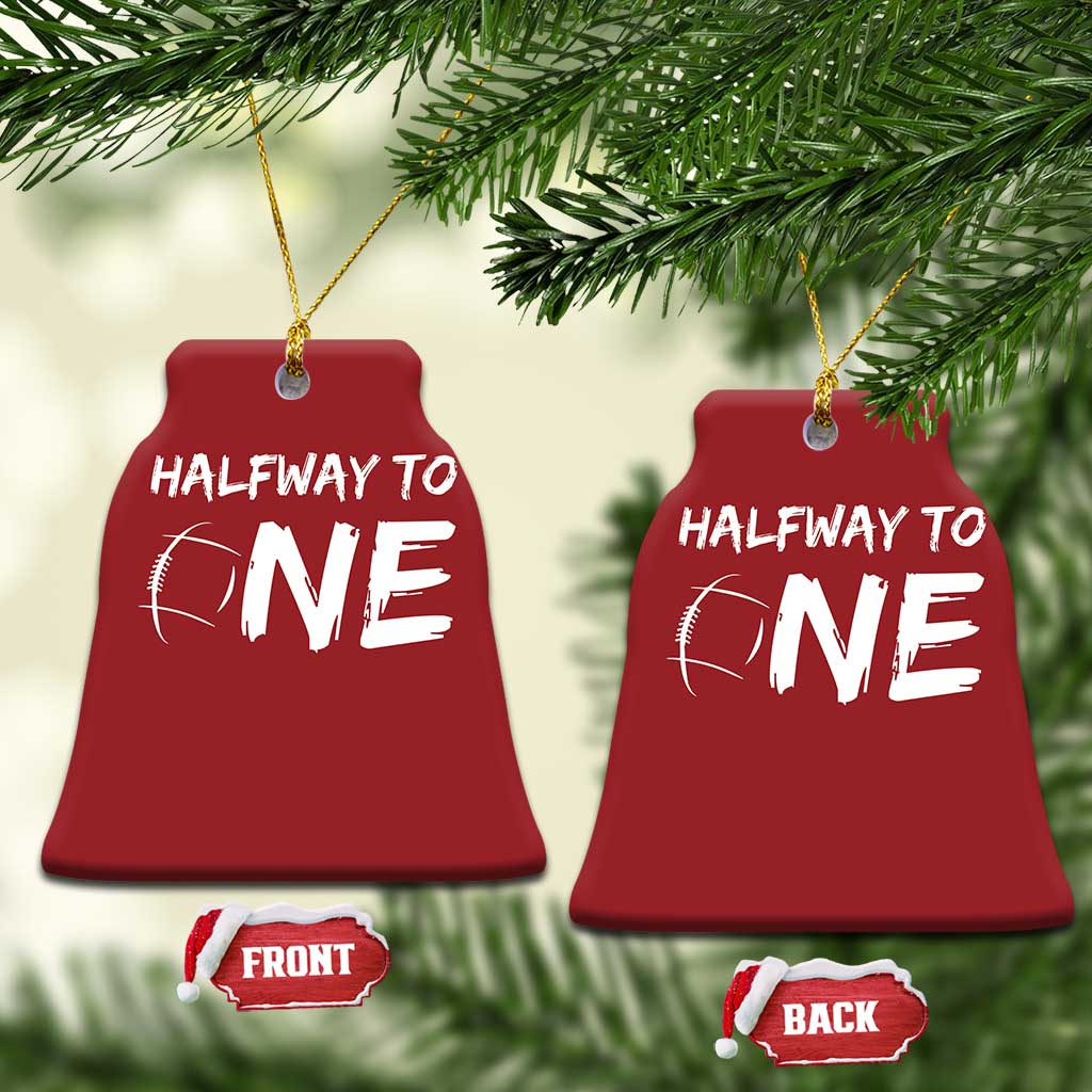 HalfWay To One Christmas Ornament Baby Boy 1/2 Birthday Outfits Football - Wonder Print Shop
