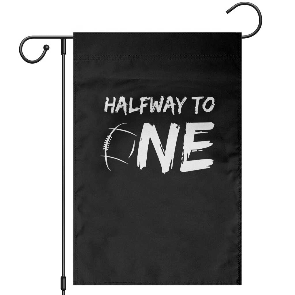 HalfWay To One Garden Flag Baby Boy 1/2 Birthday Outfits Football - Wonder Print Shop