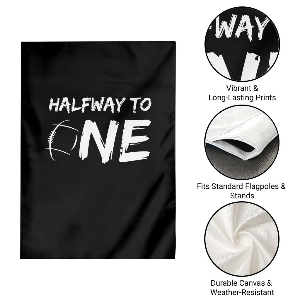 HalfWay To One Garden Flag Baby Boy 1/2 Birthday Outfits Football - Wonder Print Shop