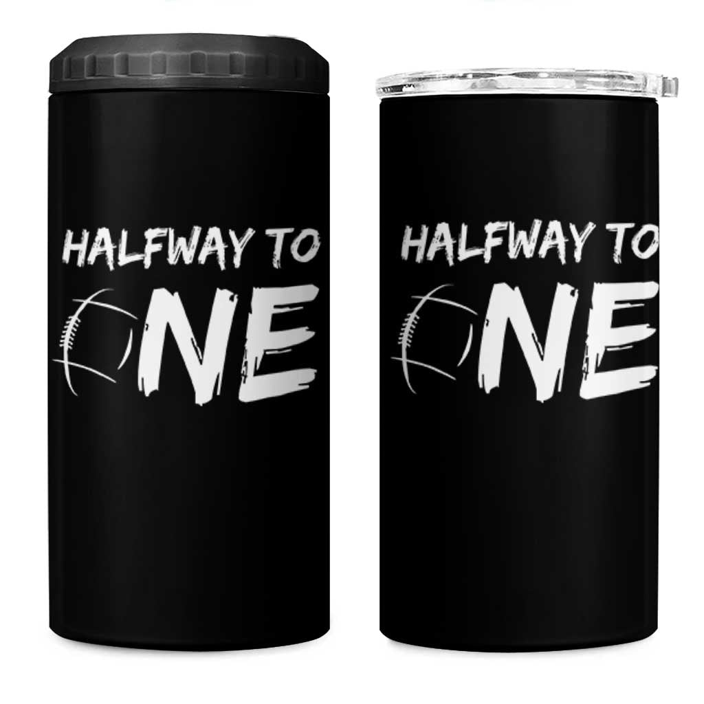 HalfWay To One 4 in 1 Can Cooler Tumbler Baby Boy 1/2 Birthday Outfits Football - Wonder Print Shop