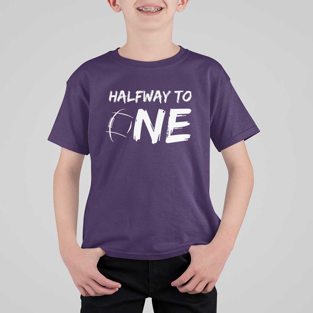 HalfWay To One T Shirt For Kid Baby Boy 1/2 Birthday Outfits Football - Wonder Print Shop