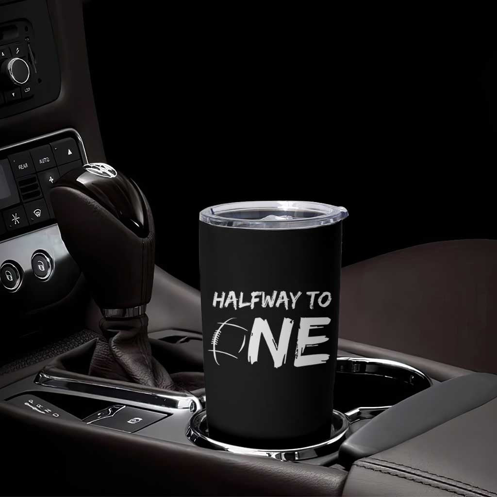 HalfWay To One Tumbler Cup Baby Boy 1/2 Birthday Outfits Football - Wonder Print Shop