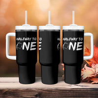 HalfWay To One Tumbler With Handle Baby Boy 1/2 Birthday Outfits Football - Wonder Print Shop
