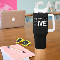 HalfWay To One Tumbler With Handle Baby Boy 1/2 Birthday Outfits Football - Wonder Print Shop