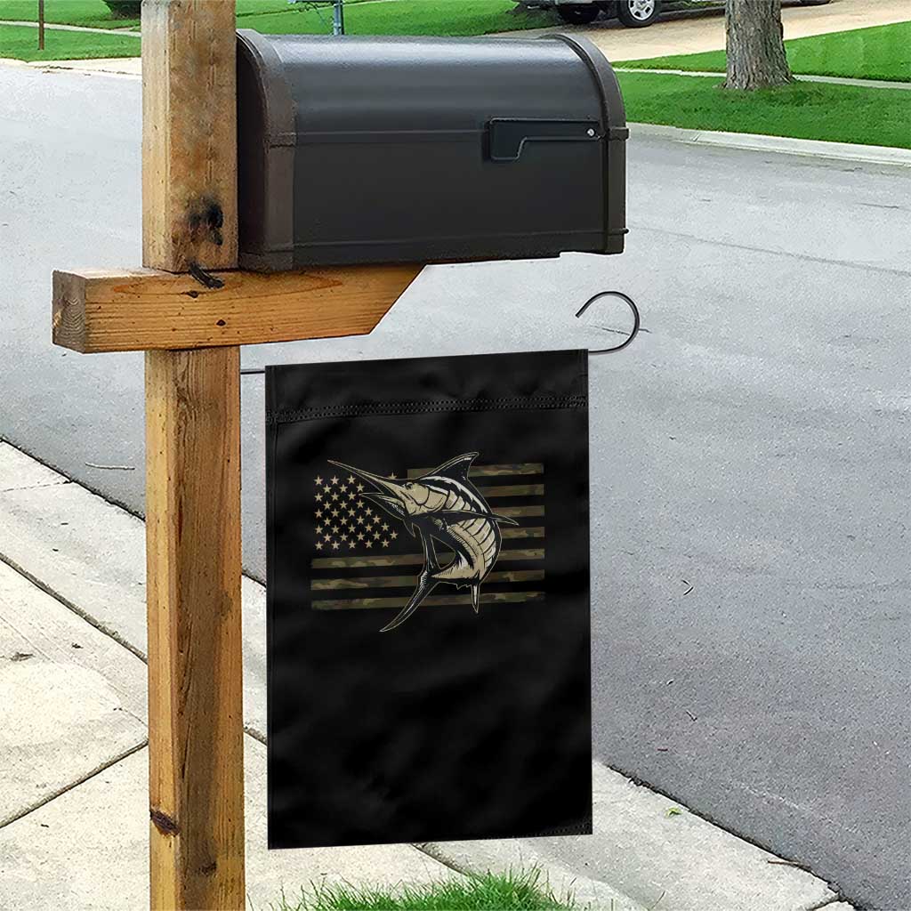 Fishing Camouflage US Flag Garden Flag Swordfish Fish Fisherman Camo - Wonder Print Shop