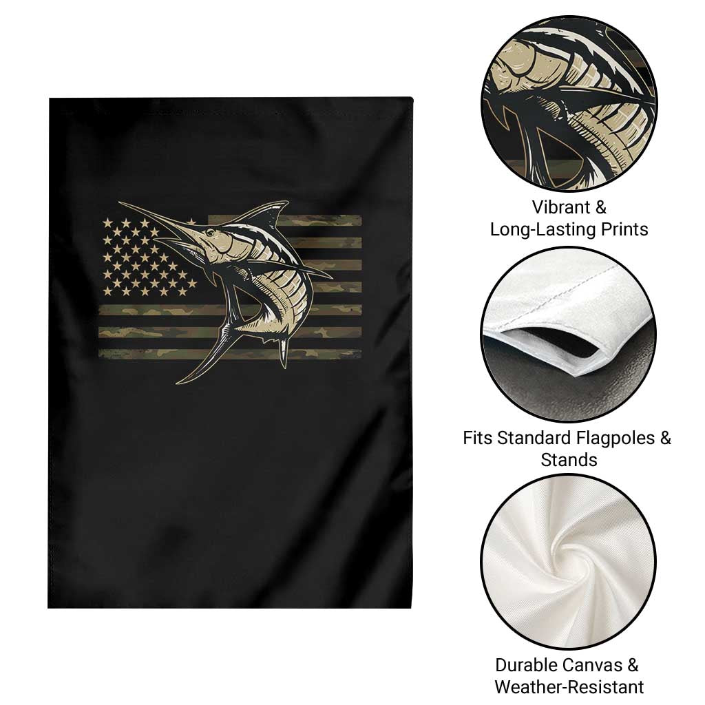 Fishing Camouflage US Flag Garden Flag Swordfish Fish Fisherman Camo - Wonder Print Shop