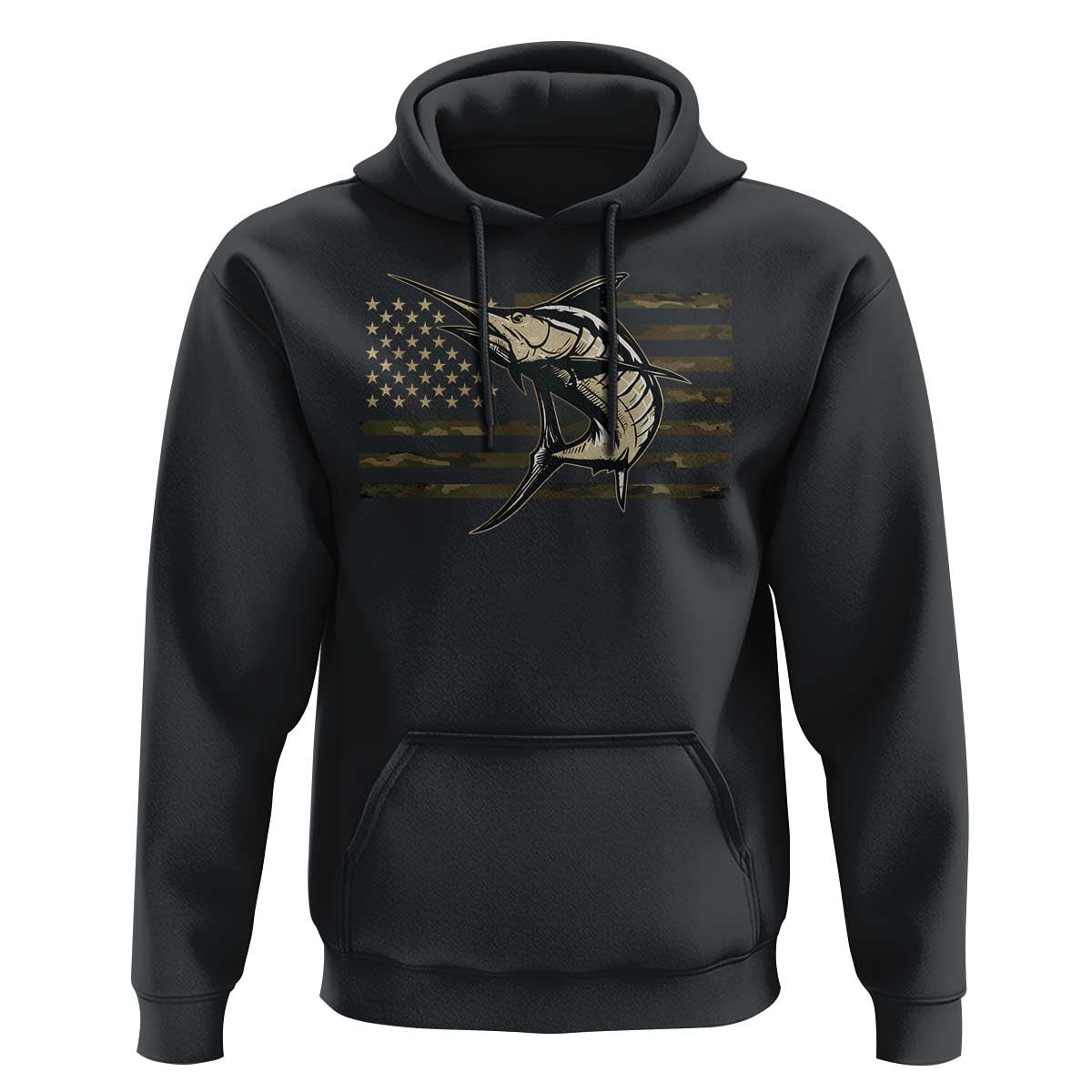 Fishing Camouflage US Flag Hoodie Swordfish Fish Fisherman Camo - Wonder Print Shop