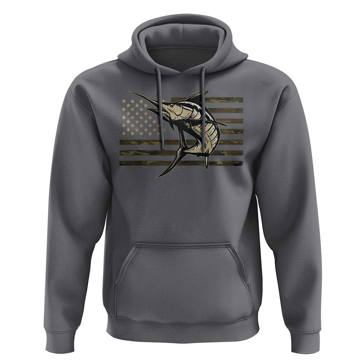 Fishing Camouflage US Flag Hoodie Swordfish Fish Fisherman Camo - Wonder Print Shop