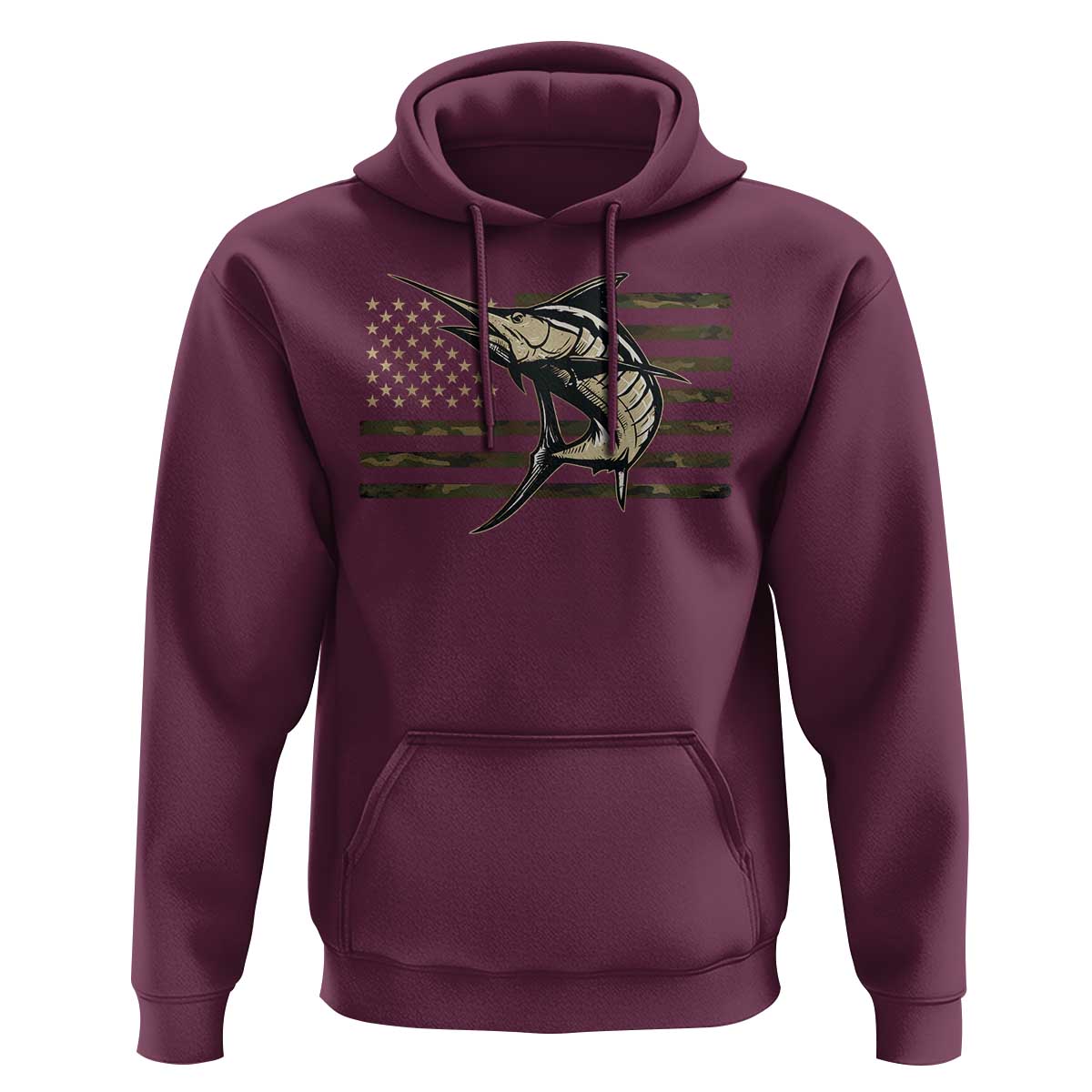 Fishing Camouflage US Flag Hoodie Swordfish Fish Fisherman Camo - Wonder Print Shop