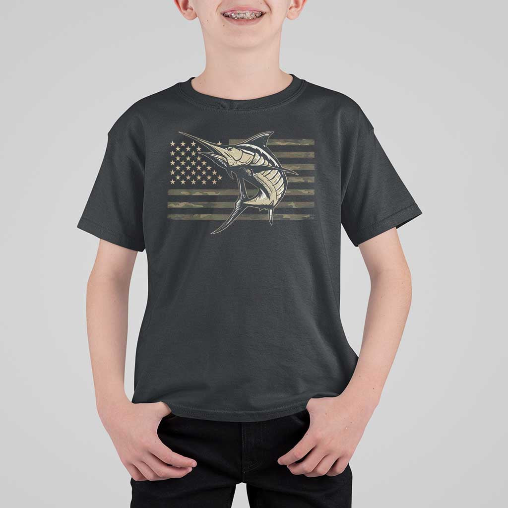 Fishing Camouflage US Flag T Shirt For Kid Swordfish Fish Fisherman Camo - Wonder Print Shop
