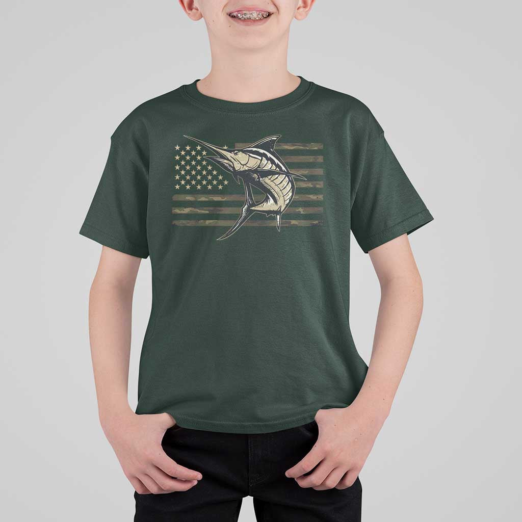 Fishing Camouflage US Flag T Shirt For Kid Swordfish Fish Fisherman Camo - Wonder Print Shop