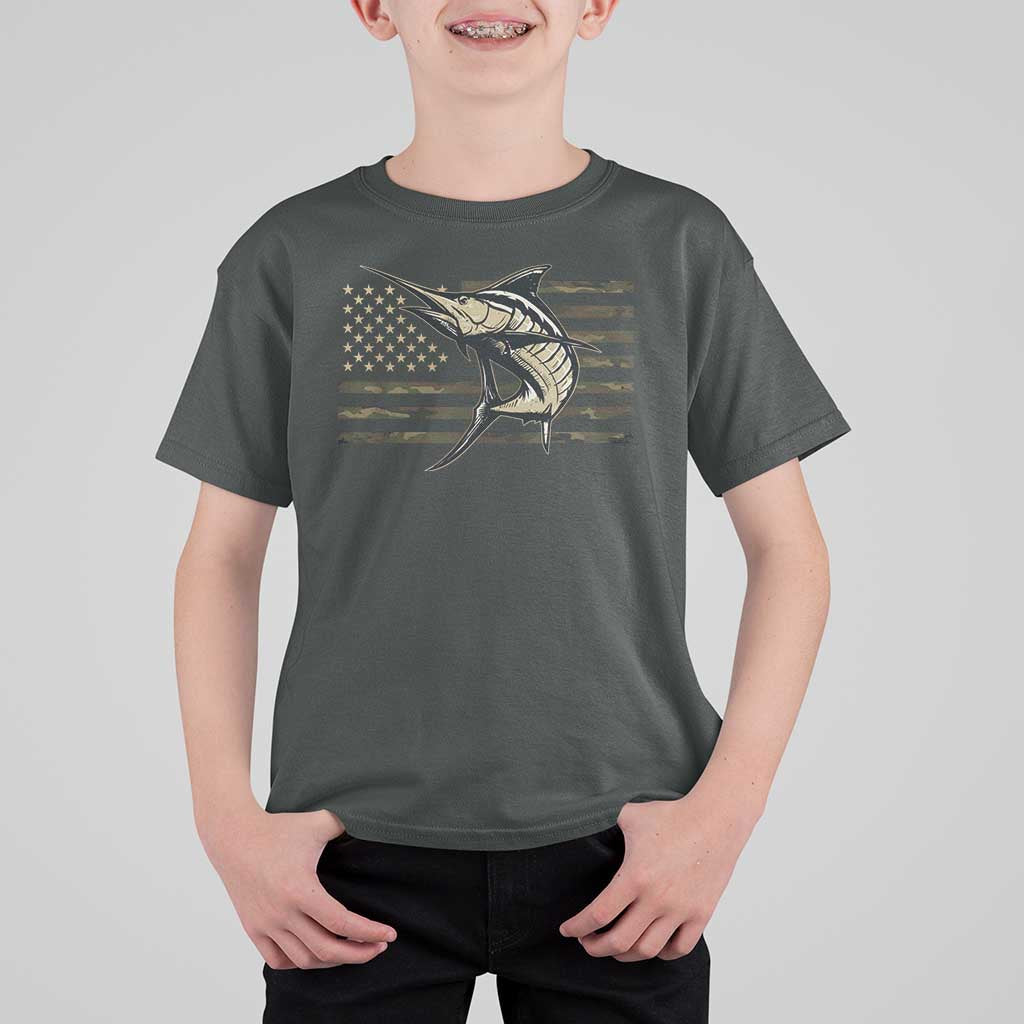 Fishing Camouflage US Flag T Shirt For Kid Swordfish Fish Fisherman Camo - Wonder Print Shop
