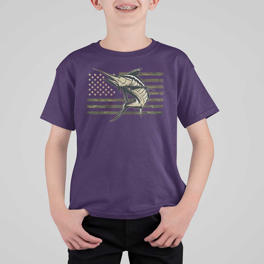 Fishing Camouflage US Flag T Shirt For Kid Swordfish Fish Fisherman Camo - Wonder Print Shop