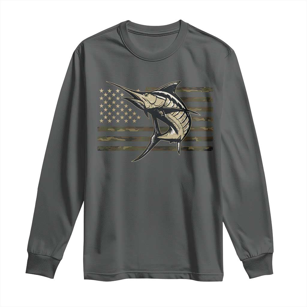 Fishing Camouflage US Flag Long Sleeve Shirt Swordfish Fish Fisherman Camo - Wonder Print Shop