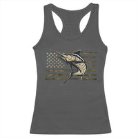 Fishing Camouflage US Flag Racerback Tank Top Swordfish Fish Fisherman Camo - Wonder Print Shop