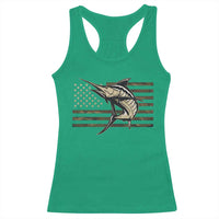 Fishing Camouflage US Flag Racerback Tank Top Swordfish Fish Fisherman Camo - Wonder Print Shop