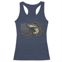Fishing Camouflage US Flag Racerback Tank Top Swordfish Fish Fisherman Camo - Wonder Print Shop