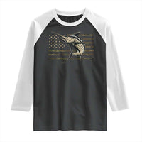 Fishing Camouflage US Flag Raglan Shirt Swordfish Fish Fisherman Camo - Wonder Print Shop