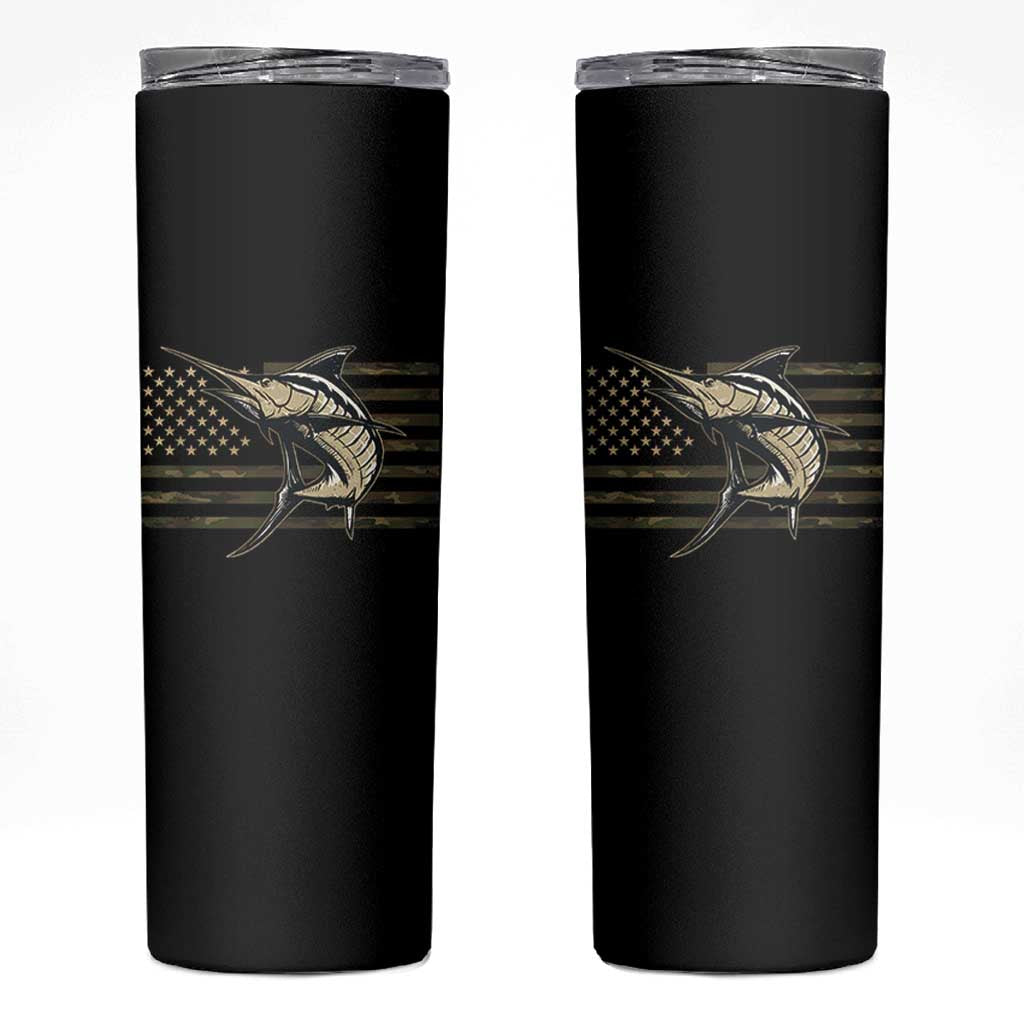 Fishing Camouflage US Flag Skinny Tumbler Swordfish Fish Fisherman Camo - Wonder Print Shop