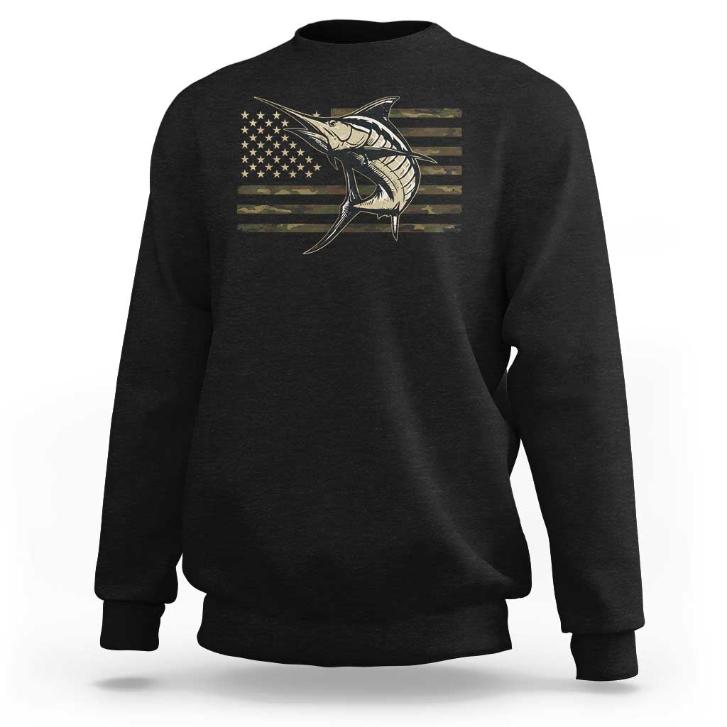 Fishing Camouflage US Flag Sweatshirt Swordfish Fish Fisherman Camo - Wonder Print Shop