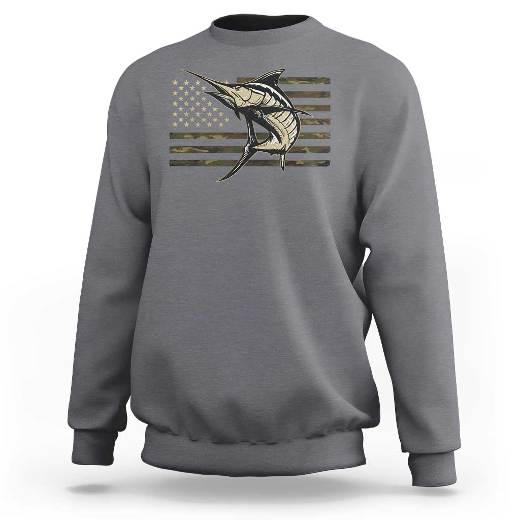 Fishing Camouflage US Flag Sweatshirt Swordfish Fish Fisherman Camo - Wonder Print Shop