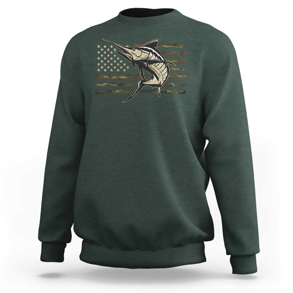 Fishing Camouflage US Flag Sweatshirt Swordfish Fish Fisherman Camo - Wonder Print Shop
