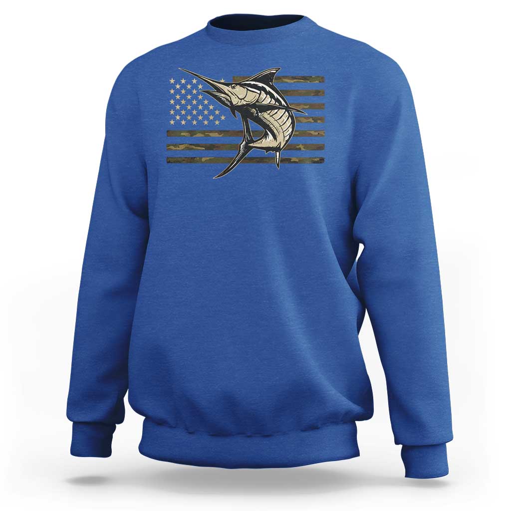 Fishing Camouflage US Flag Sweatshirt Swordfish Fish Fisherman Camo - Wonder Print Shop