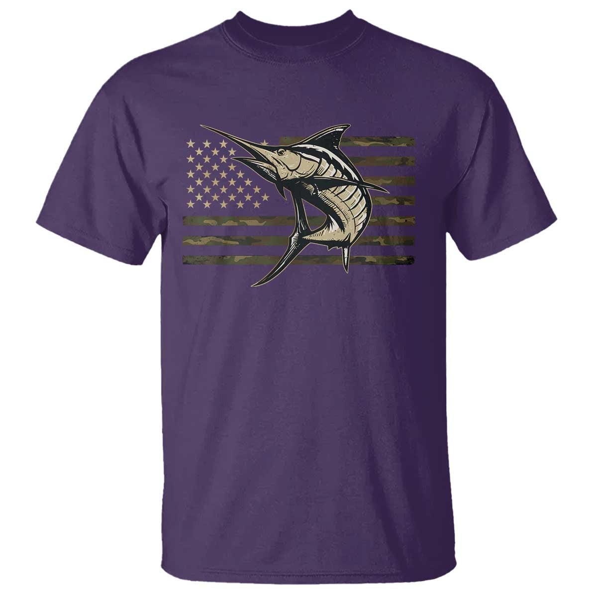 Fishing Camouflage US Flag T Shirt Swordfish Fish Fisherman Camo - Wonder Print Shop