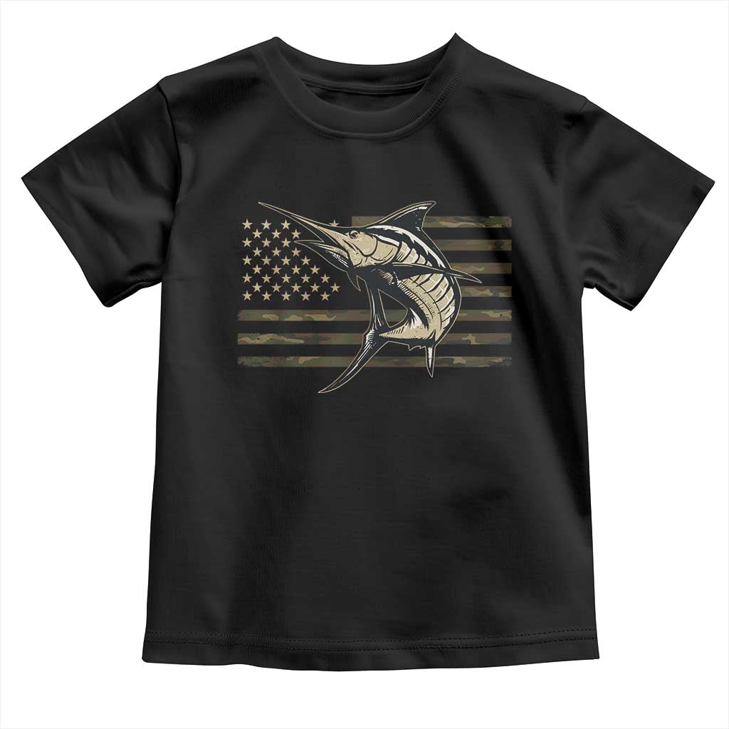 Fishing Camouflage US Flag Toddler T Shirt Swordfish Fish Fisherman Camo - Wonder Print Shop
