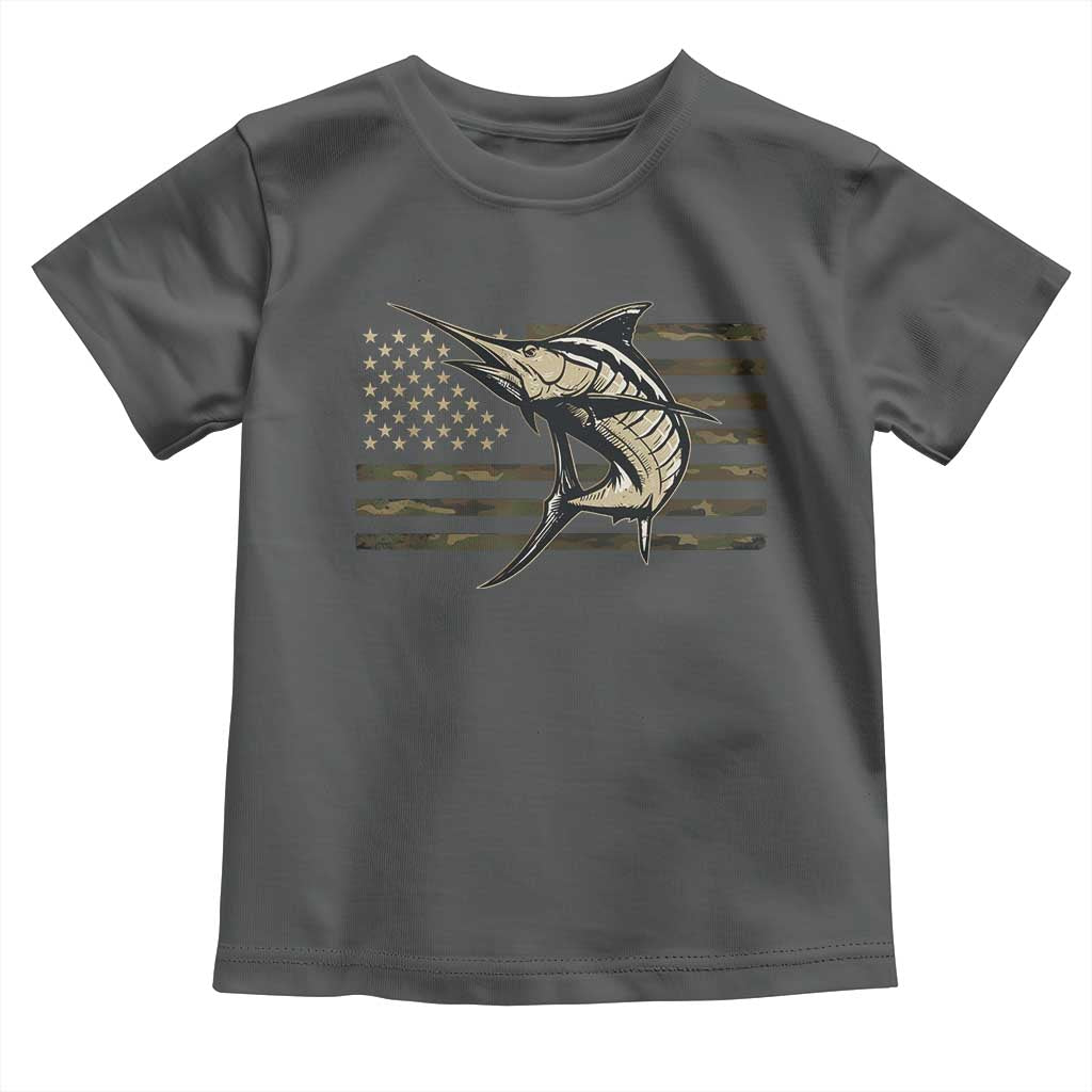 Fishing Camouflage US Flag Toddler T Shirt Swordfish Fish Fisherman Camo - Wonder Print Shop