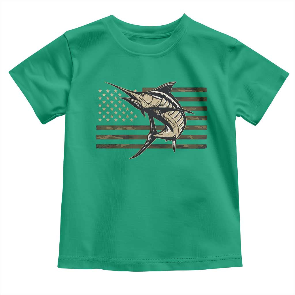 Fishing Camouflage US Flag Toddler T Shirt Swordfish Fish Fisherman Camo - Wonder Print Shop