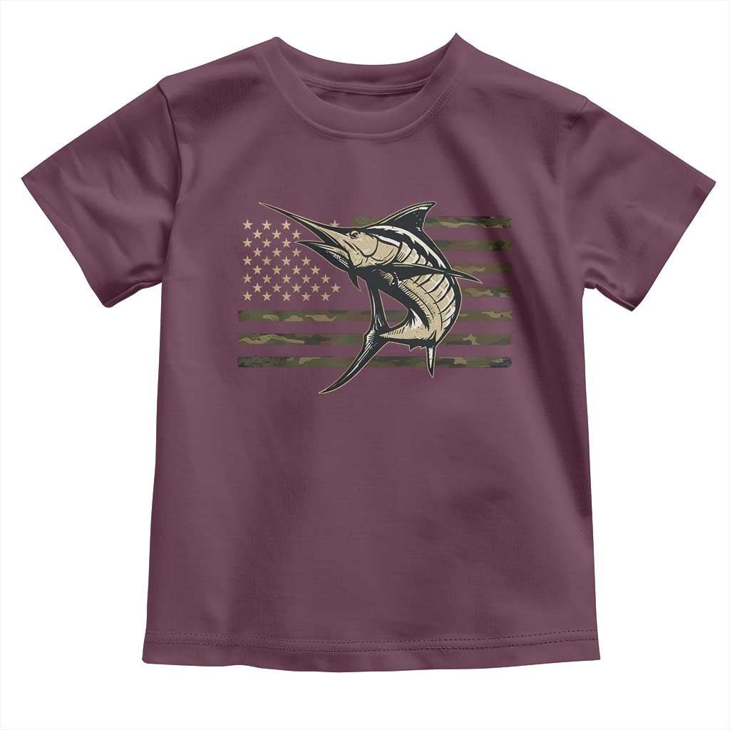 Fishing Camouflage US Flag Toddler T Shirt Swordfish Fish Fisherman Camo - Wonder Print Shop