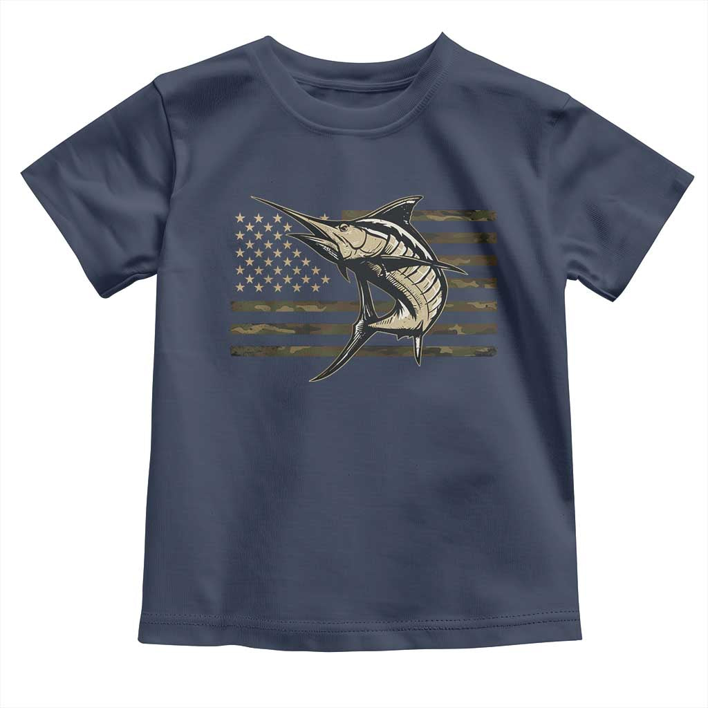 Fishing Camouflage US Flag Toddler T Shirt Swordfish Fish Fisherman Camo - Wonder Print Shop