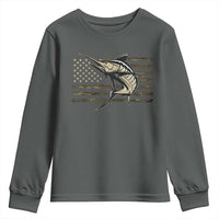 Fishing Camouflage US Flag Youth Sweatshirt Swordfish Fish Fisherman Camo - Wonder Print Shop