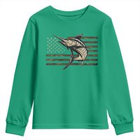 Fishing Camouflage US Flag Youth Sweatshirt Swordfish Fish Fisherman Camo - Wonder Print Shop