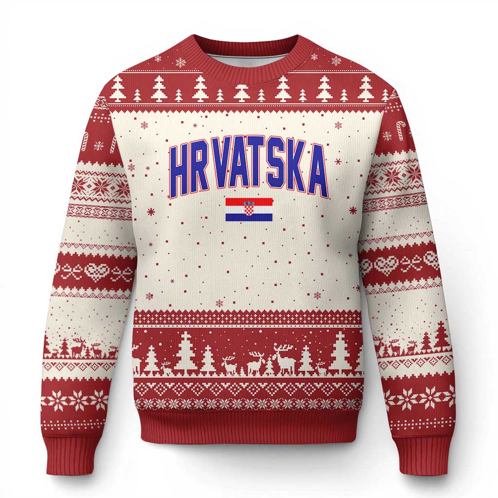 Hrvatska Flag Ugly Christmas Sweater Croatia Vintage Zagreb Croatian Jersey Retro