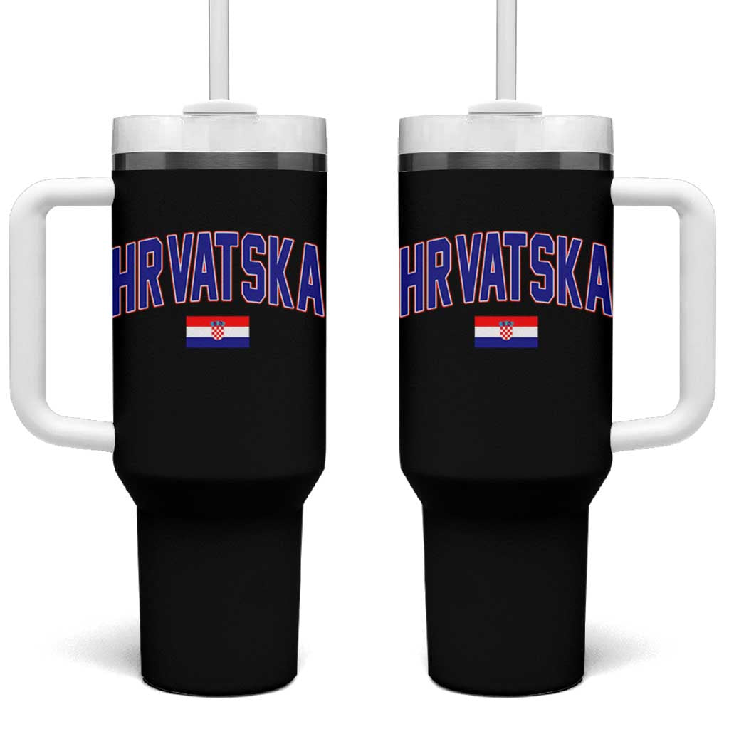 Hrvatska Flag Tumbler With Handle Croatia Vintage Zagreb Croatian Jersey Retro