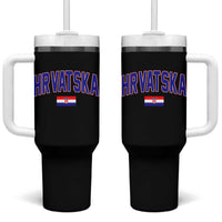 Hrvatska Flag Tumbler With Handle Croatia Vintage Zagreb Croatian Jersey Retro