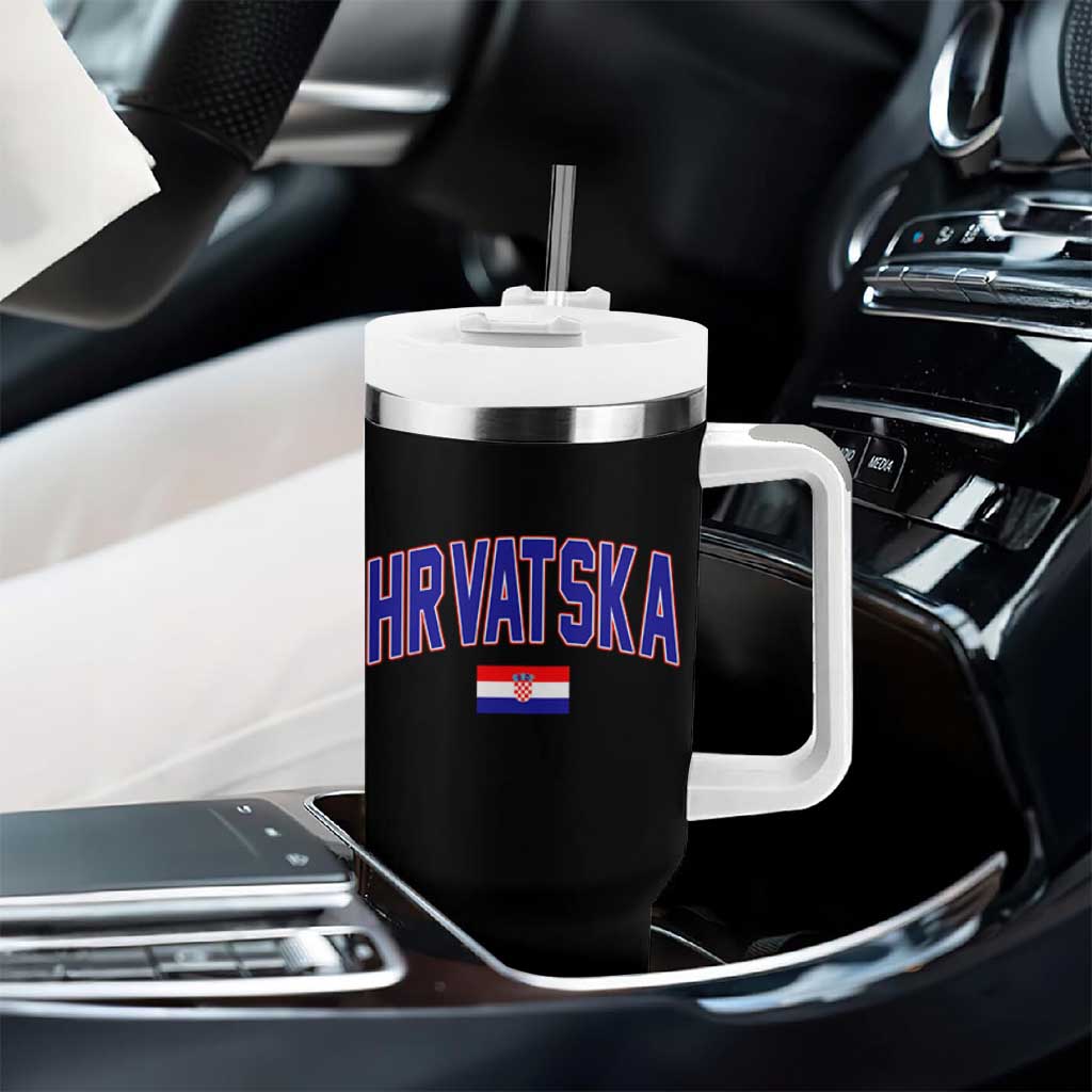 Hrvatska Flag Tumbler With Handle Croatia Vintage Zagreb Croatian Jersey Retro