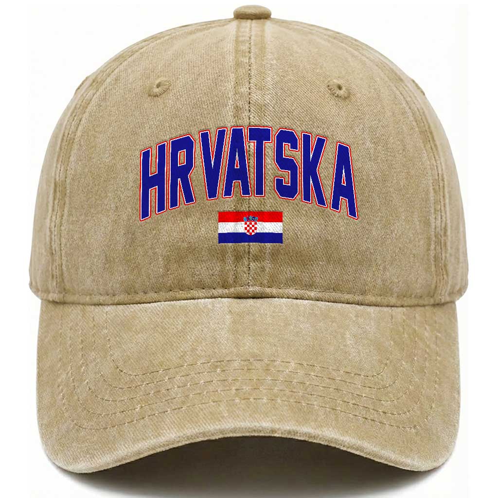 Hrvatska Flag Washed Cotton Baseball Cap Croatia Vintage Zagreb Croatian Jersey Retro