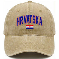 Hrvatska Flag Washed Cotton Baseball Cap Croatia Vintage Zagreb Croatian Jersey Retro