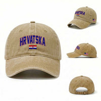 Hrvatska Flag Washed Cotton Baseball Cap Croatia Vintage Zagreb Croatian Jersey Retro
