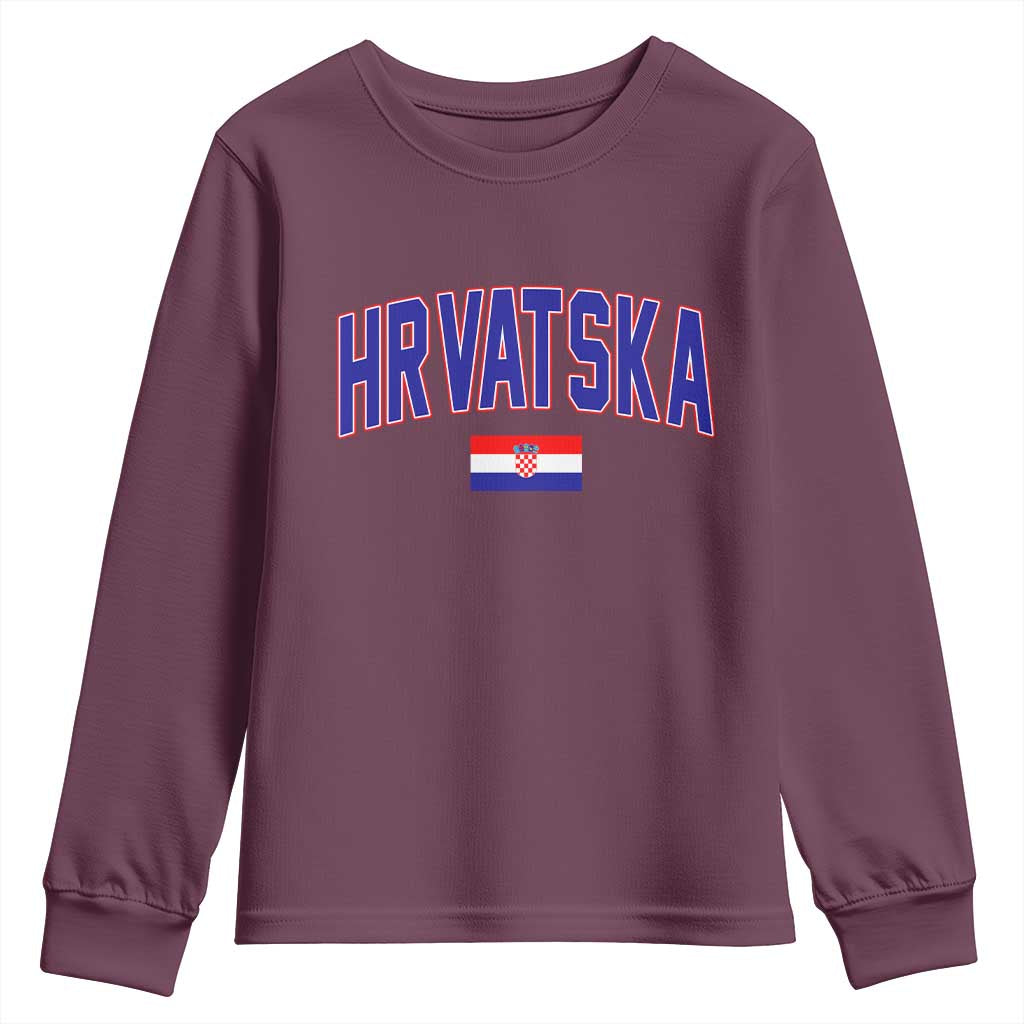 Hrvatska Flag Youth Sweatshirt Croatia Vintage Zagreb Croatian Jersey Retro